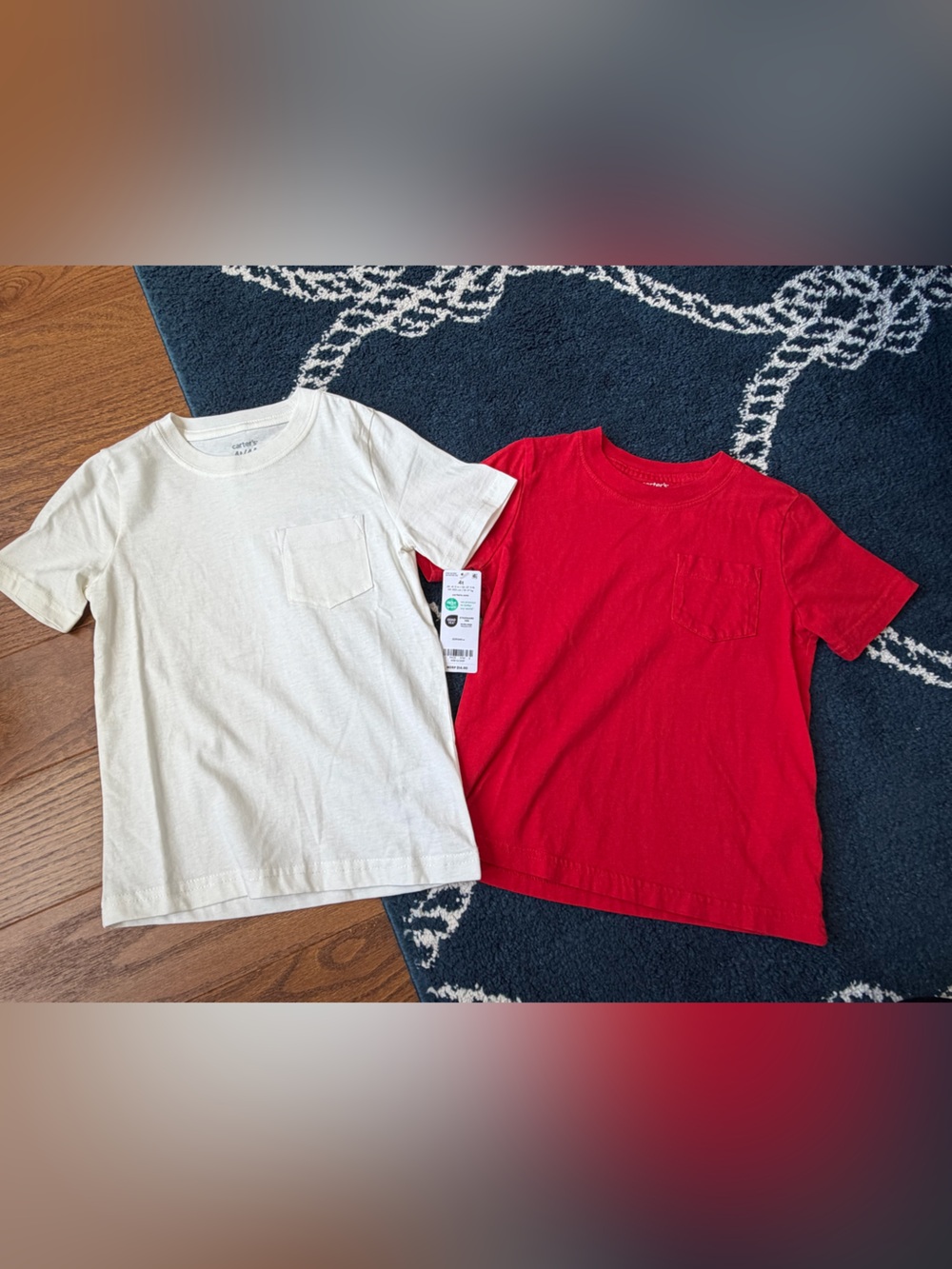Carter's Short-Sleeve Pocket Tees - White & Red